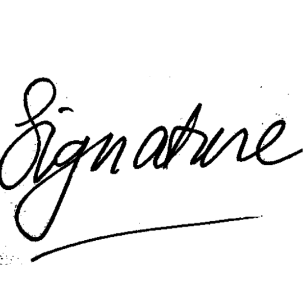 Signature with white background removed, shown on dark background